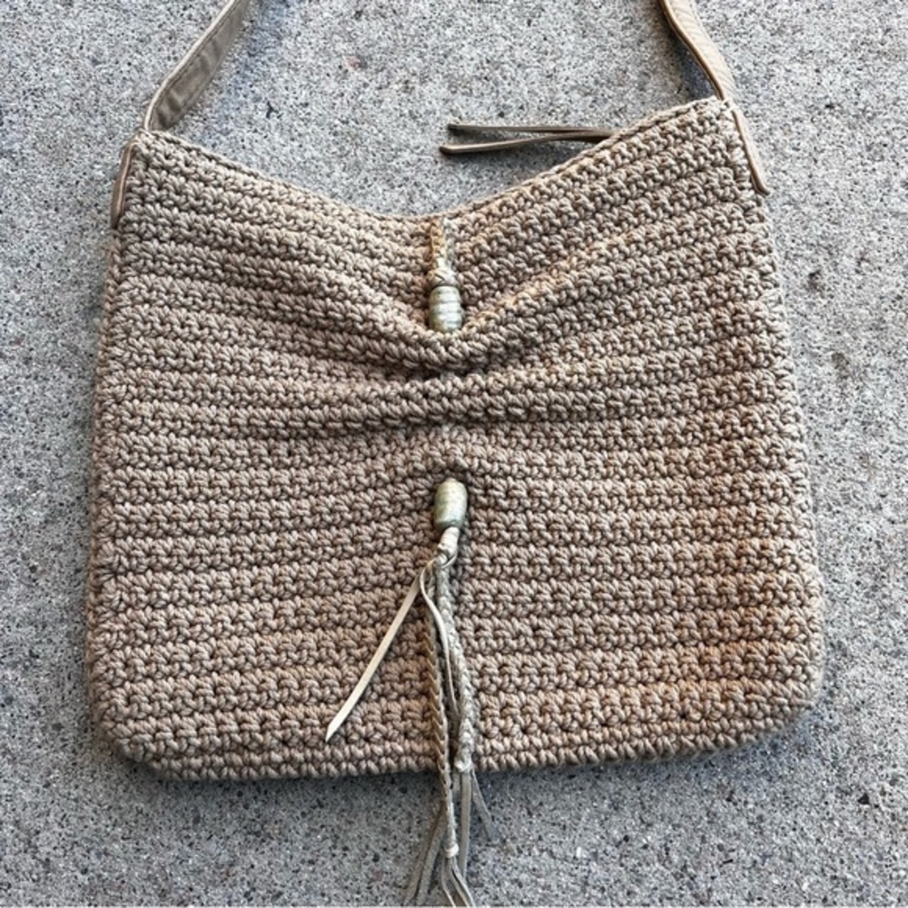 Lucky Brand Hobo Bag Natural Cotton Slouchy Hippie Purse‎ Tassel Indie Satchel